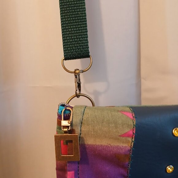 New Aztec print Southwestern Cowgirl Shoulder Purse Purple Blue Sling Crossbody - Picture 5 of 11